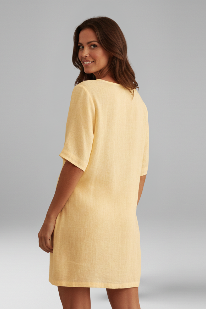 Marthe | Women's Tunic Dress with V-Neck and Short Sleeves