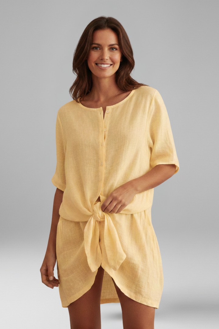 Marthe | Women's Tunic Dress with V-Neck and Short Sleeves