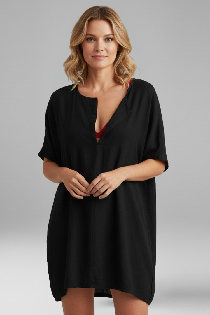Marthe | Women's Tunic Dress with V-Neck and Short Sleeves
