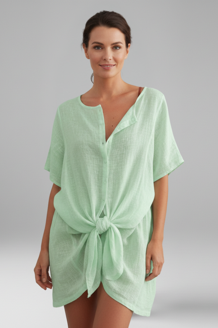 Marthe | Women's Tunic Dress with V-Neck and Short Sleeves