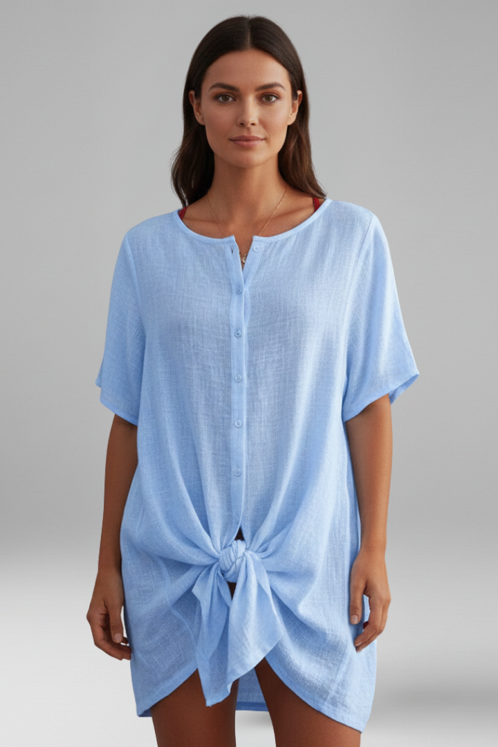 Marthe | Women's Tunic Dress with V-Neck and Short Sleeves