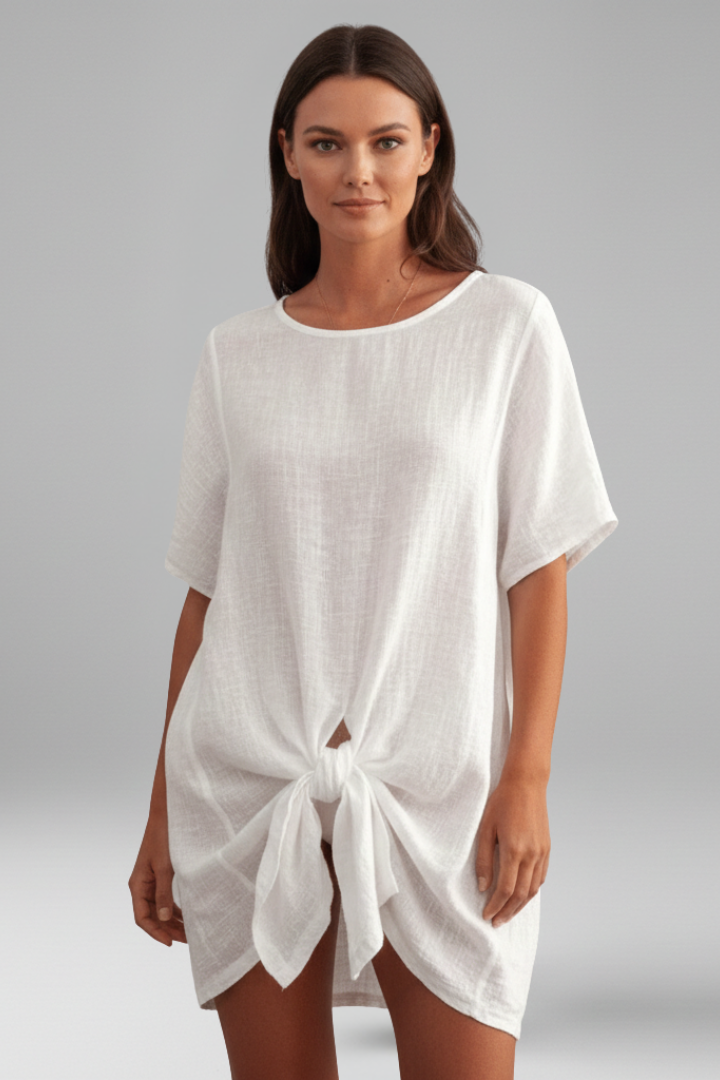 Marthe | Women's Tunic Dress with V-Neck and Short Sleeves