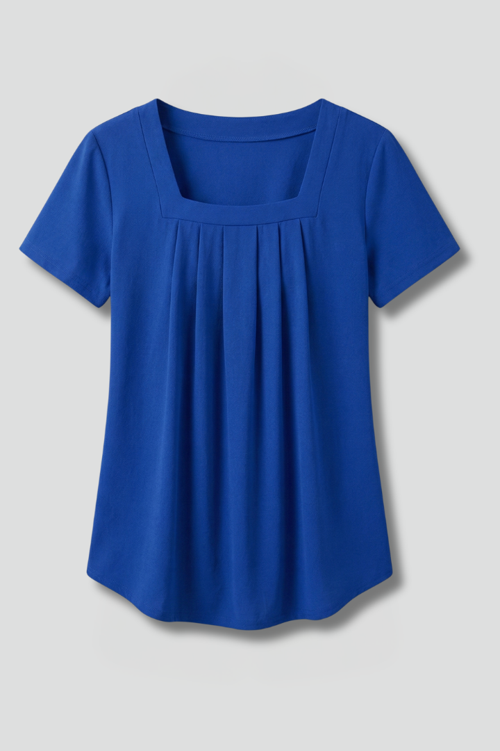 Leilani | Women's Tunic Top with Square Neck and Pleated Front