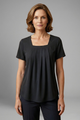 Leilani | Women's Tunic Top with Square Neck and Pleated Front