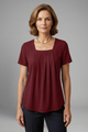 Leilani | Women's Tunic Top with Square Neck and Pleated Front