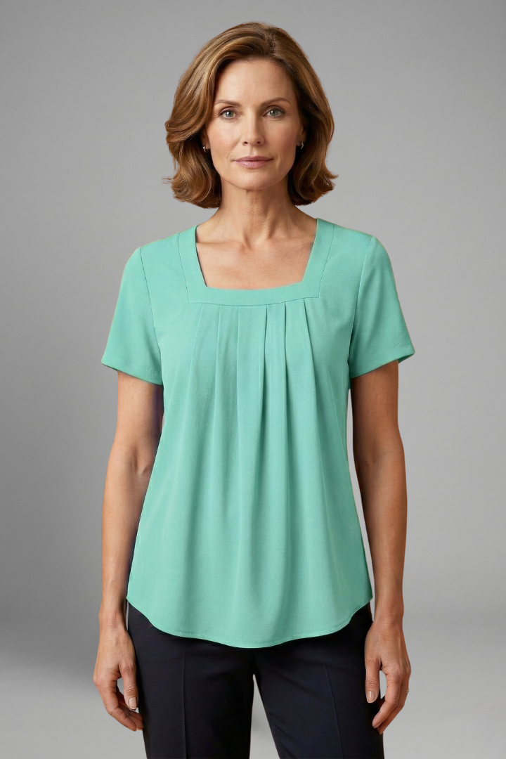 Leilani | Women's Tunic Top with Square Neck and Pleated Front