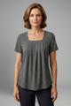 Leilani | Women's Tunic Top with Square Neck and Pleated Front