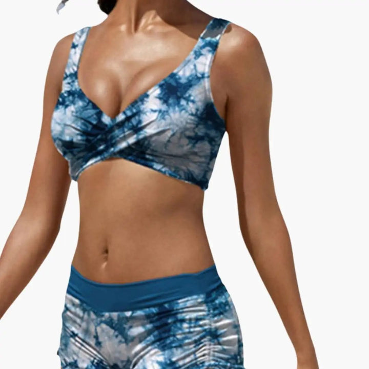 Bella | Women's Crossover Bikini Set with Shorts - image 2
