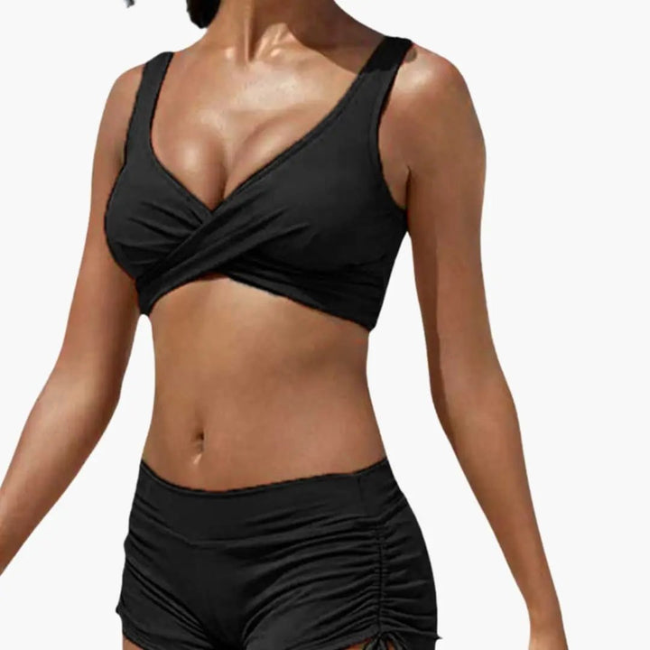Bella | Women's Crossover Bikini Set with Shorts - image 3