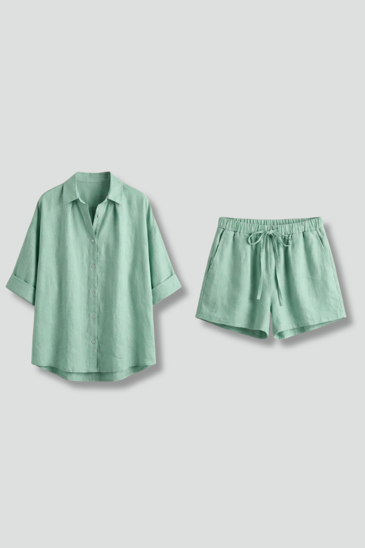 Jocelyn | Women's Two-Piece Set with Button Fastening and Drawstring Shorts
