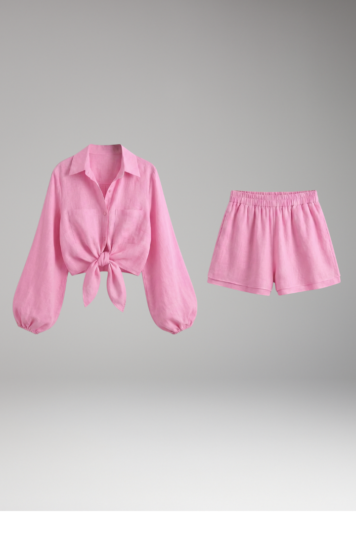 Julitta | Women's Two-Piece Set with Button Shirt and Shorts