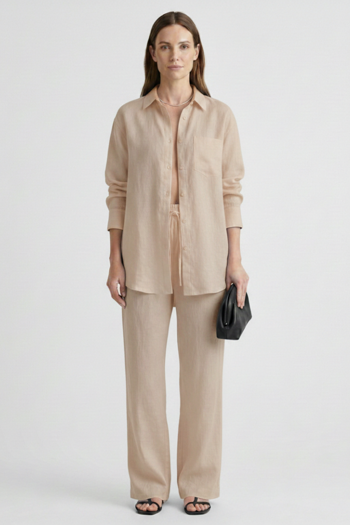 Eartha | Women's Two-Piece Set with Button Shirt and Straight Trousers