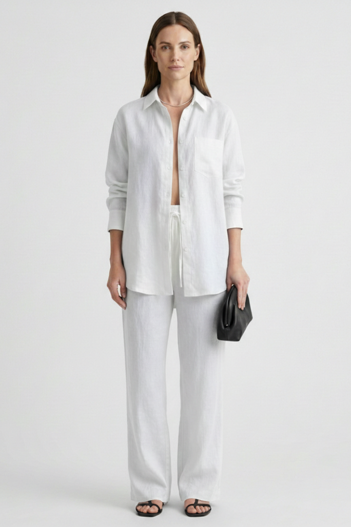 Eartha | Women's Two-Piece Set with Button Shirt and Straight Trousers