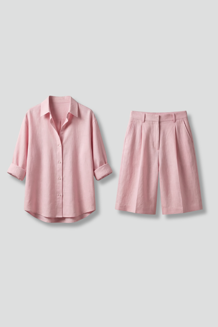 Hilda | Women's Two-Piece Set with Button Shirt and Wide Shorts