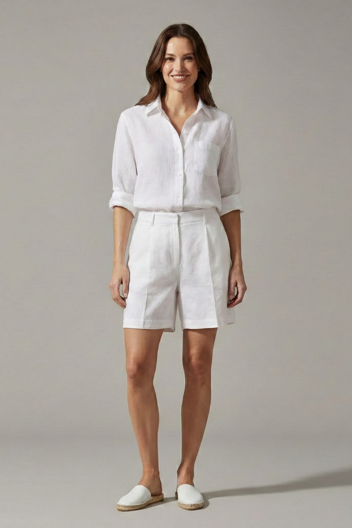 Hilda | Women's Two-Piece Set with Button Shirt and Wide Shorts