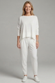 Constanza | Women's Two-Piece Set with Crew Neck Top and Tapered Trousers
