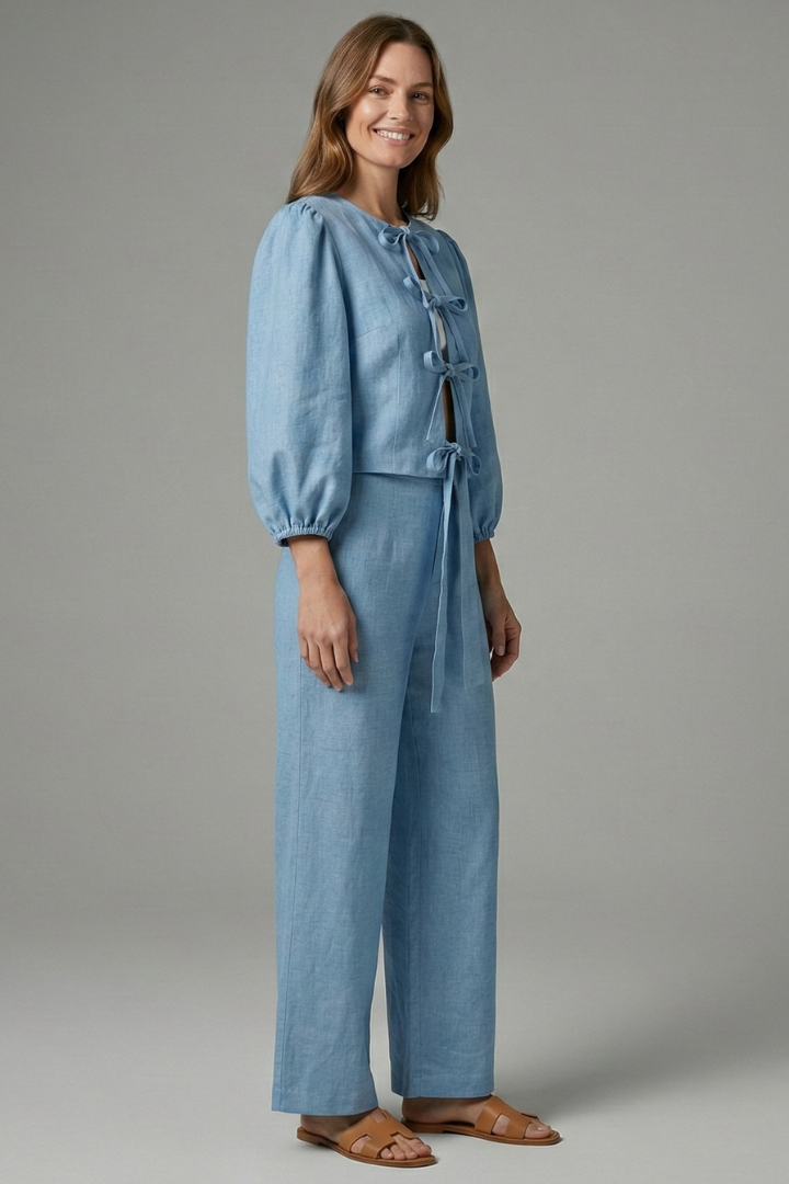 Fallon | Women's Two-Piece Set with Lace-Up Top and Elastic Waist Skirt