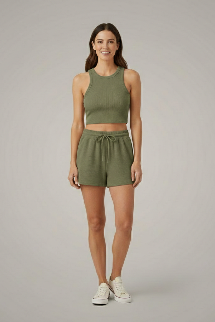 Honora | Women's Two-Piece Set with Racerback Top and Drawstring Shorts