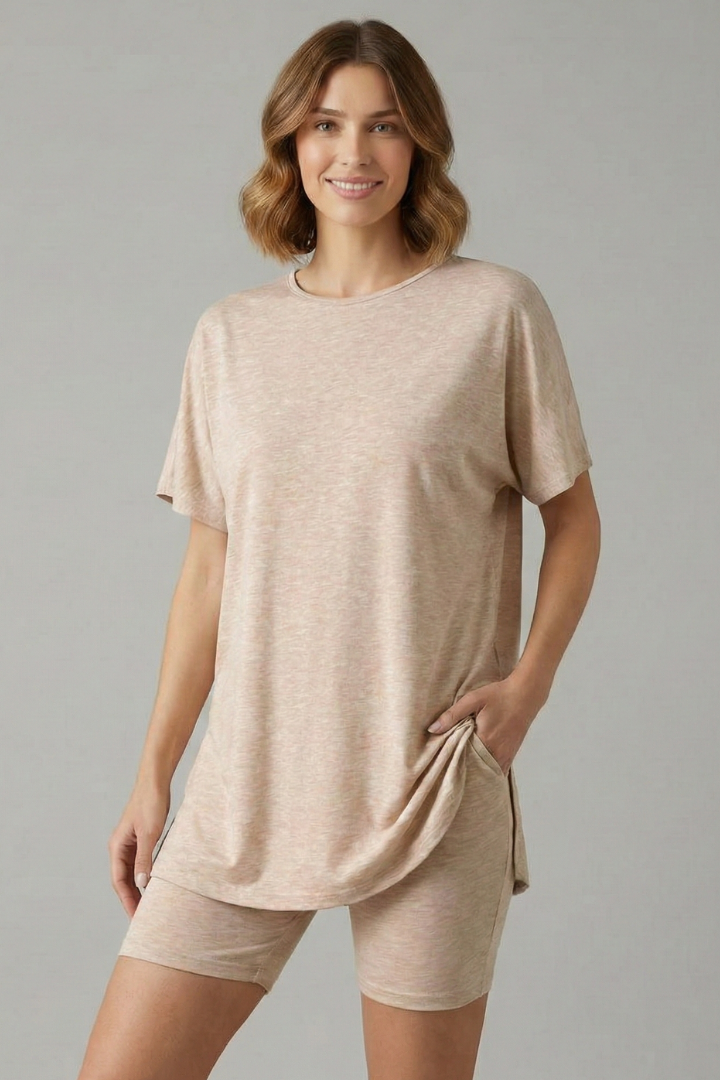 Jewel | Women's Two-Piece Set with Round Neck Top and Elastic Waist Shorts