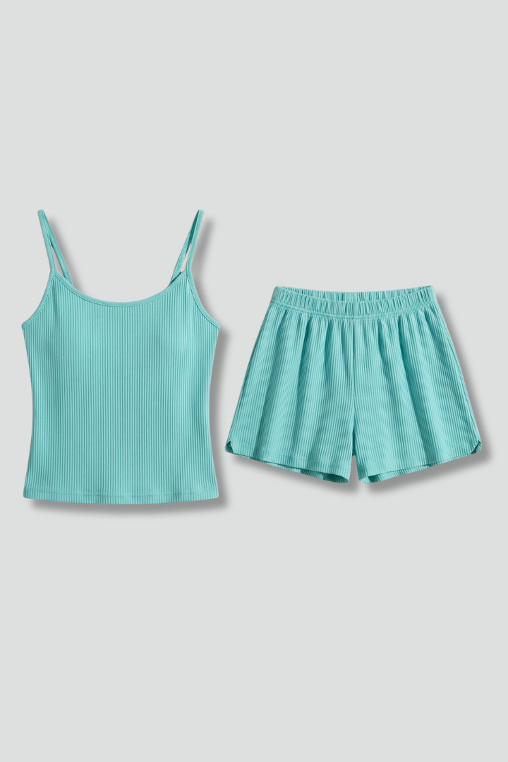 Heloise | Women's Two-Piece Set with Strap Top and Elastic Shorts