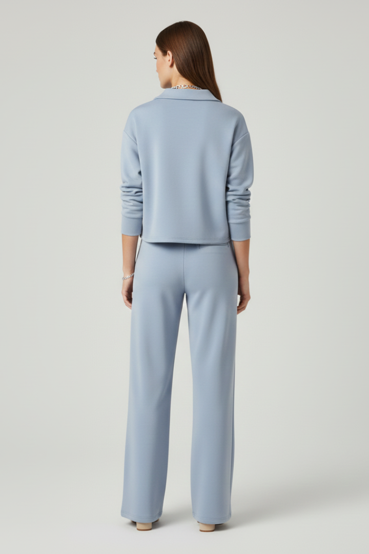 Ariadne | Women's Two-Piece Set with V-Neck Top and Wide-Leg Pants