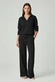Ariadne | Women's Two-Piece Set with V-Neck Top and Wide-Leg Pants