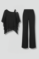 Scholastica | Women's Two Piece Set with Asymmetrical Top and Wide Leg Trousers
