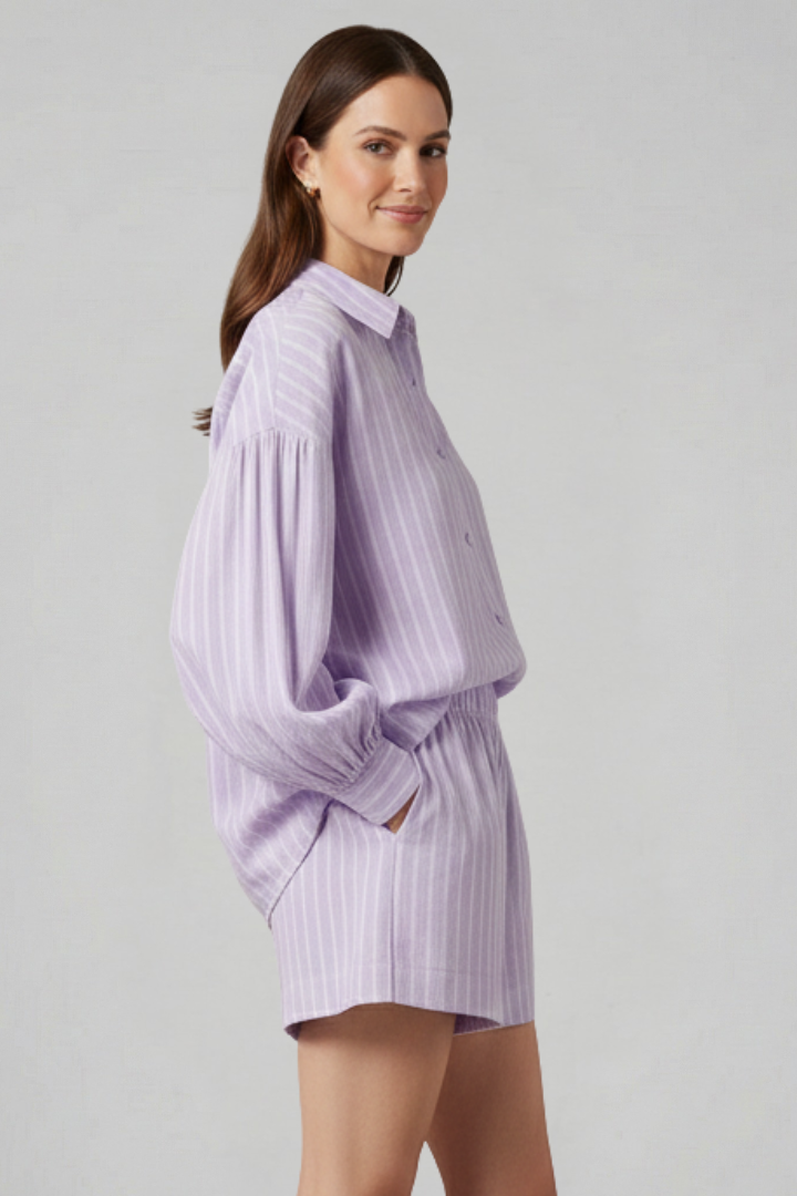 Judith | Women's Two Piece Set with Button Shirt and Shorts