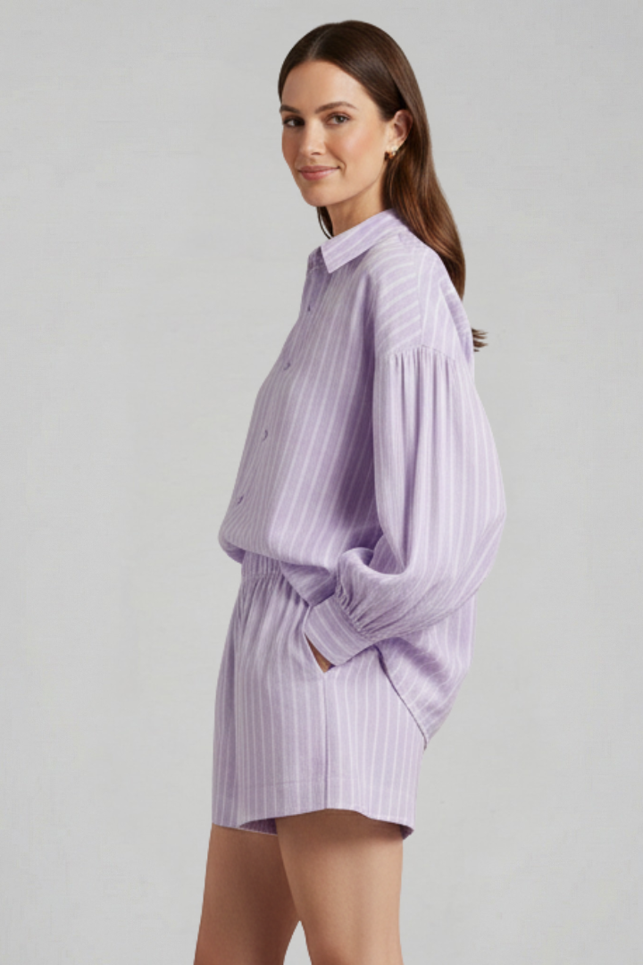 Judith | Women's Two Piece Set with Button Shirt and Shorts