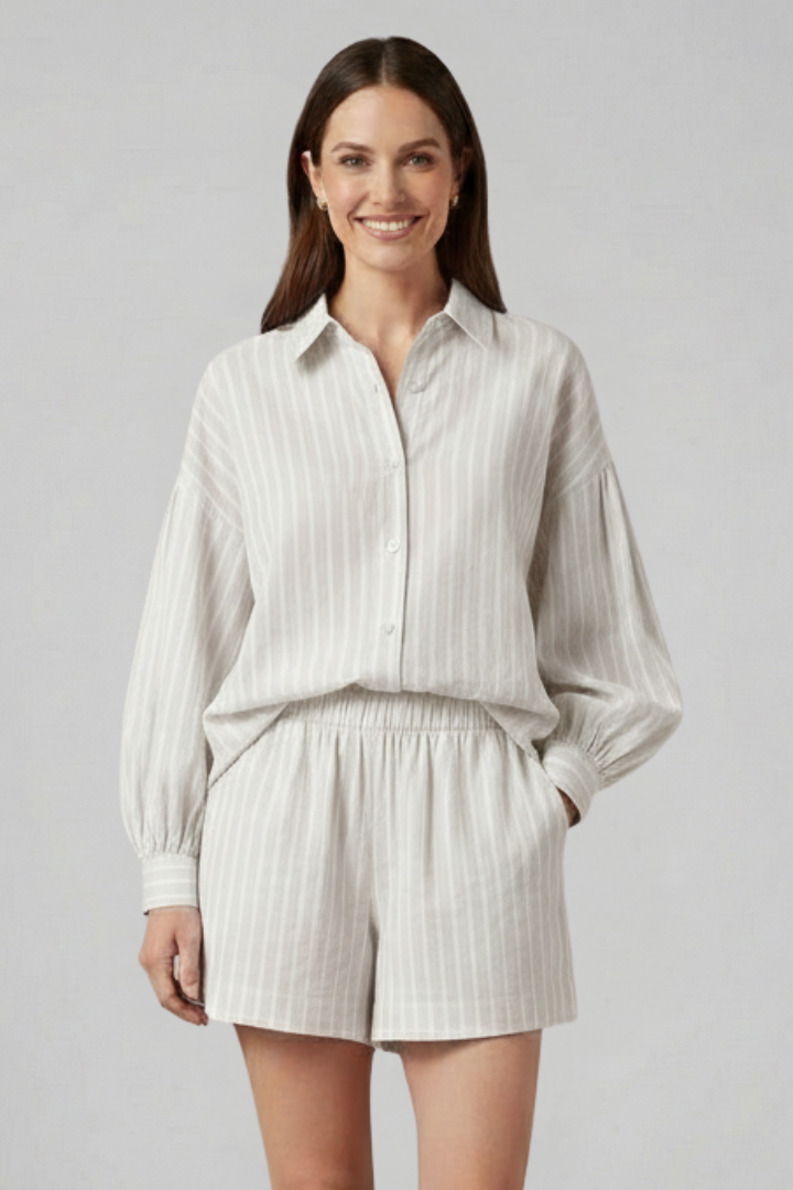 Judith | Women's Two Piece Set with Button Shirt and Shorts