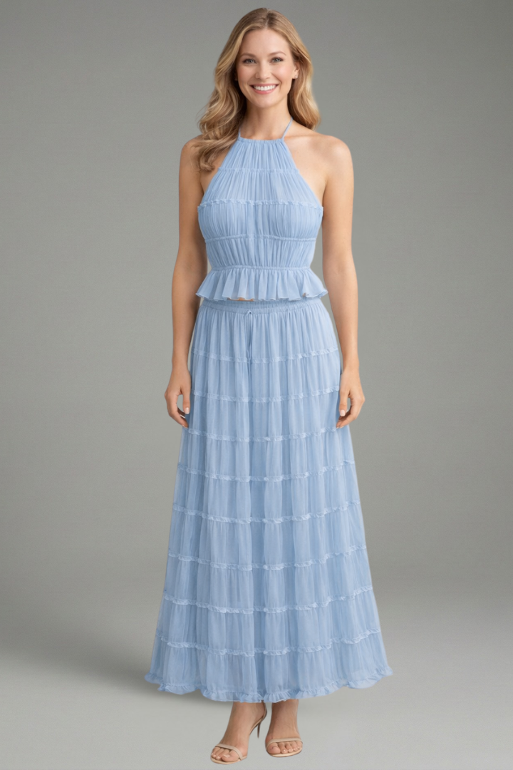 Galatea | Women's Two Piece Set with Halter Top and Maxi Skirt