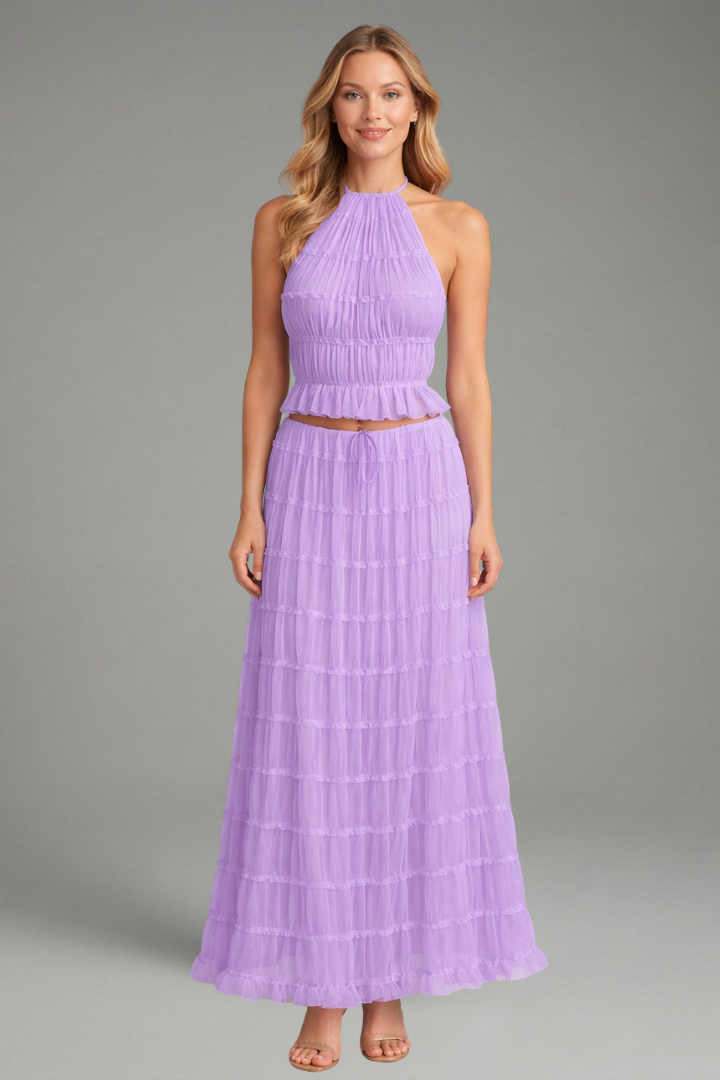 Galatea | Women's Two Piece Set with Halter Top and Maxi Skirt