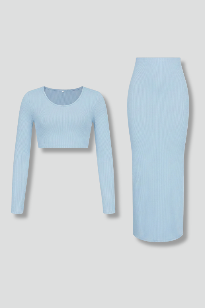 Fabia | Women's Two Piece Set with Long Sleeve Top and Maxi Skirt