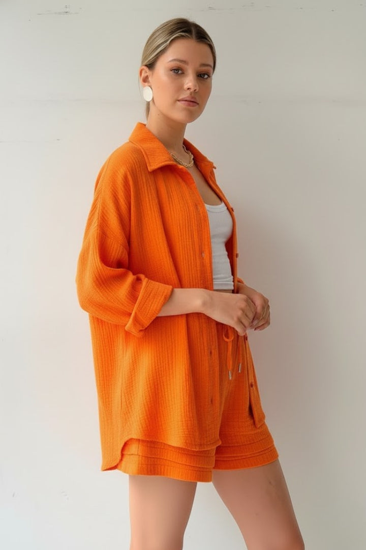 Ilona | Women's Two Piece Set with Oversized Blouse and Muslin Shorts