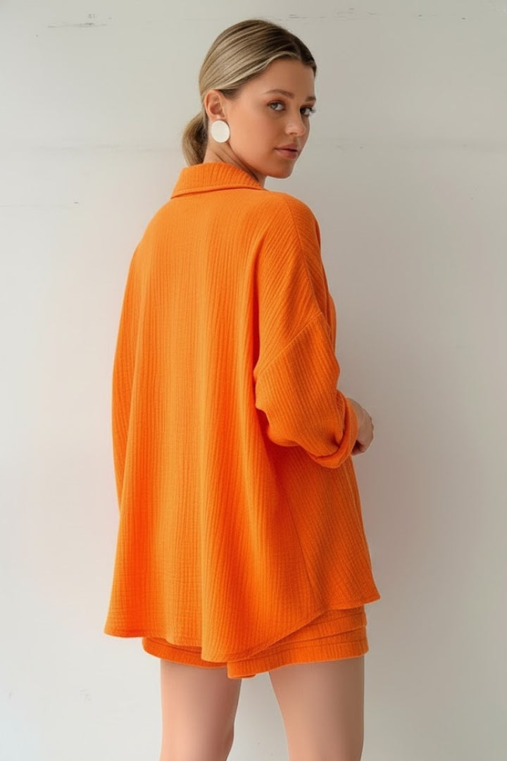 Ilona | Women's Two Piece Set with Oversized Blouse and Muslin Shorts