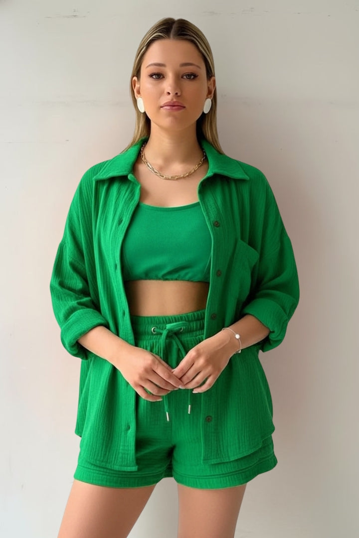 Ilona | Women's Two Piece Set with Oversized Blouse and Muslin Shorts