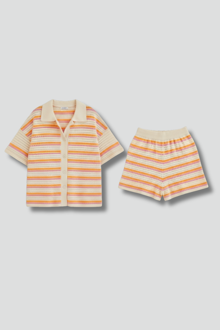 Gwendolen | Women's Two Piece Set with Short Sleeve Shirt and Shorts