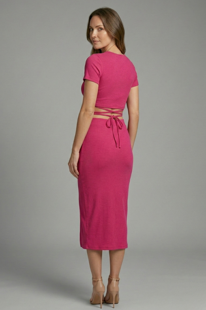 Evonne | Women's Two Piece Set with Sleeveless Top and Midi Skirt