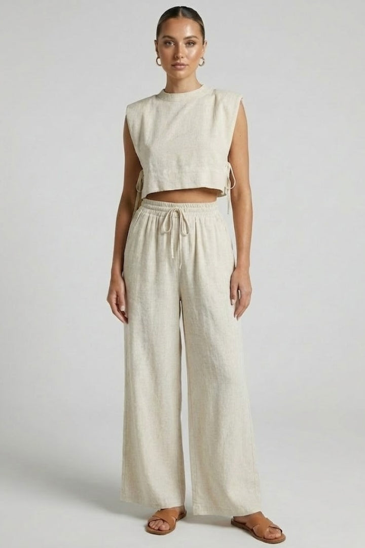 Bergitta | Women's Two Piece Set with Sleeveless Top and Wide Leg Pants