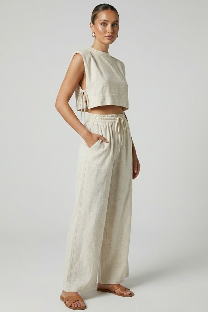 Bergitta | Women's Two Piece Set with Sleeveless Top and Wide Leg Pants