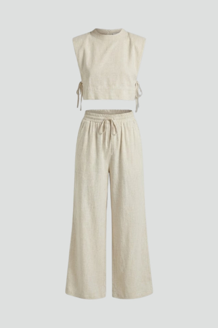 Bergitta | Women's Two Piece Set with Sleeveless Top and Wide Leg Pants