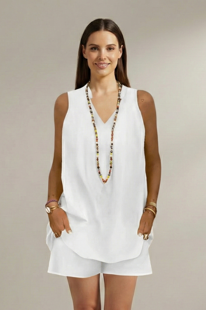 Grania | Women's Two Piece Set with Sleeveless Tunic and Shorts
