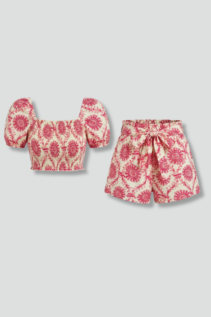 Ida | Women's Two Piece Set with Square Neck Top and Shorts