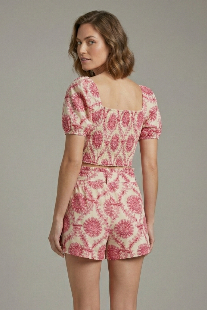 Ida | Women's Two Piece Set with Square Neck Top and Shorts