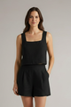 Hallie | Women's Two Piece Set with Square Neckline and Pleated Shorts