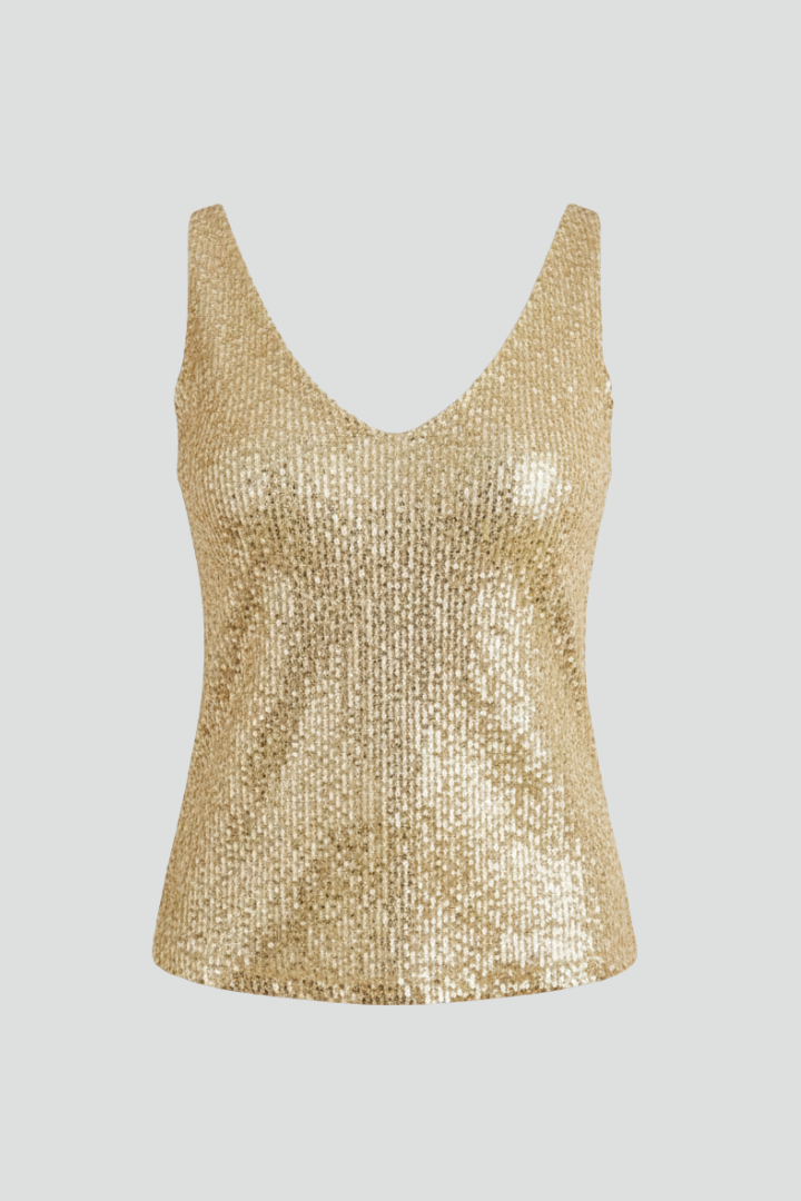 Peridot | Women's V-Neck Top with Sequin Decoration and Versatile Fit