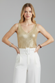 Peridot | Women's V-Neck Top with Sequin Decoration and Versatile Fit
