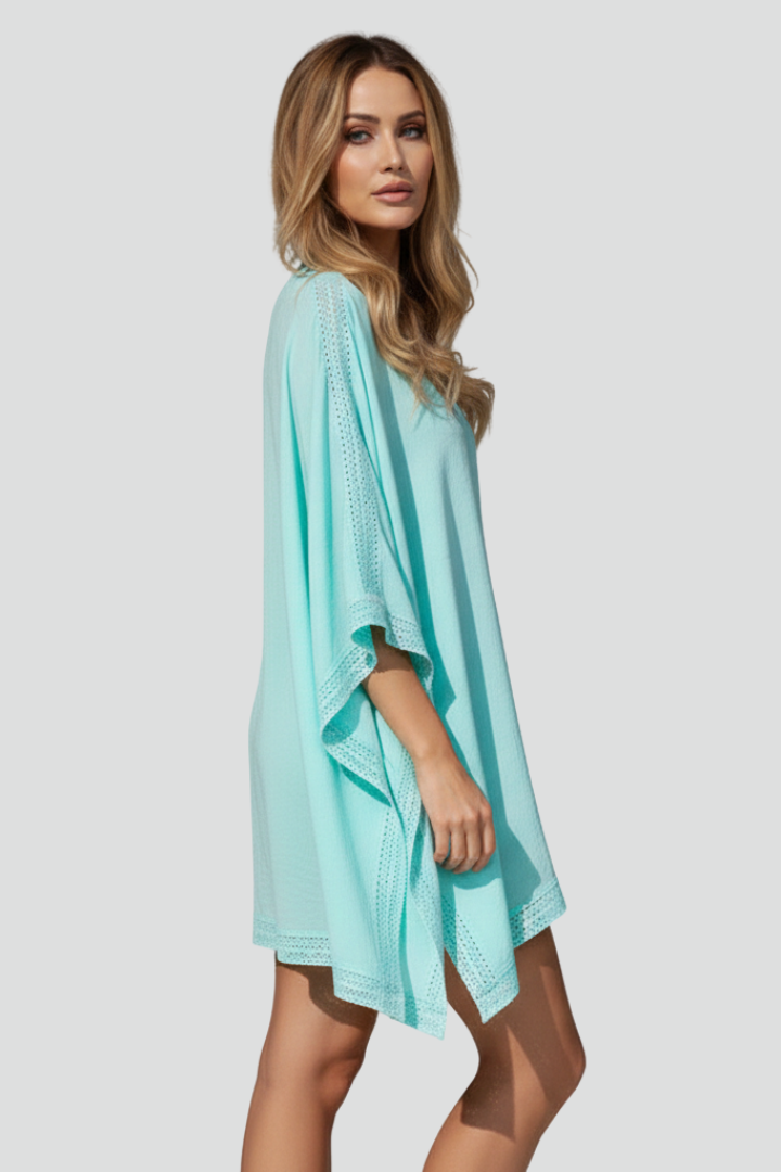 Mabel | Women's V-Neck Tunic with Wide Sleeves and Textured Surface