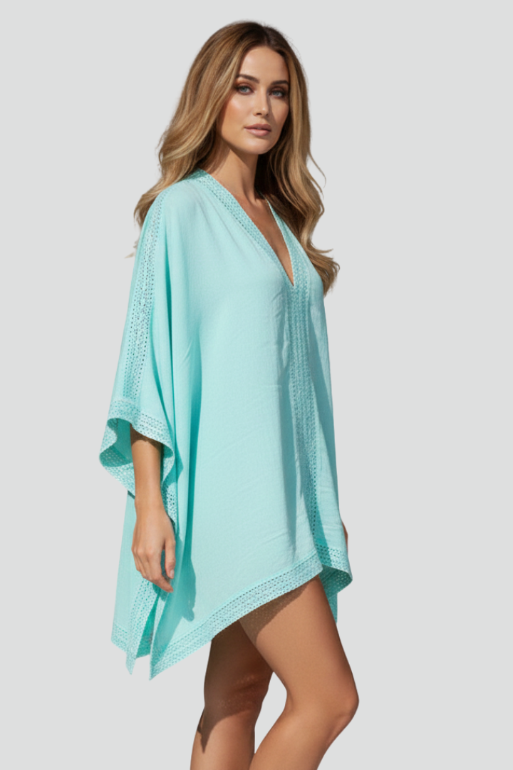 Mabel | Women's V-Neck Tunic with Wide Sleeves and Textured Surface