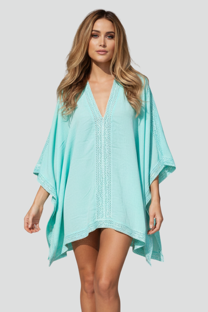 Mabel | Women's V-Neck Tunic with Wide Sleeves and Textured Surface